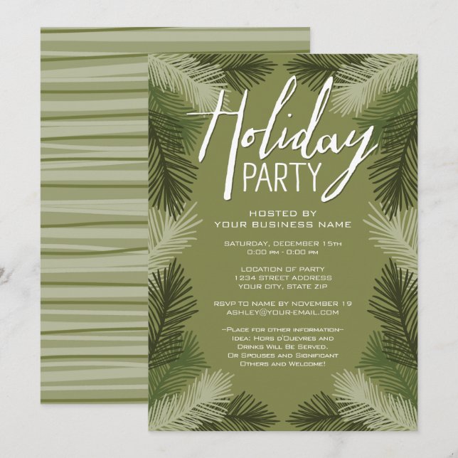 Convites Ramos de Árvore de Pinheiros Russos do Partido de  (Frente/Verso)