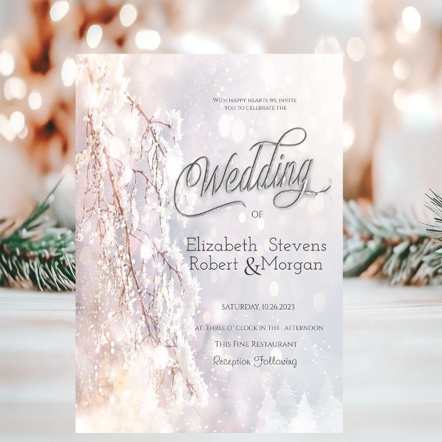Convites Ramos de Casamento Winter Wonderland (Criador carregado)
