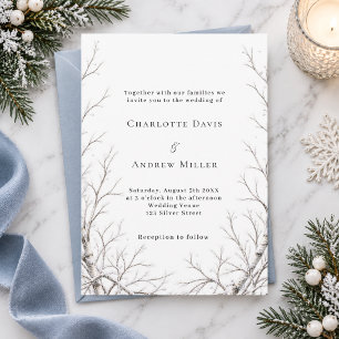 Convites Ramos de Inverno Neve Casamento Minimalista Modern