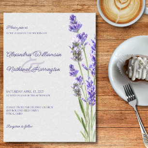 Convites Ramos de Lavanda Simples em Casamento Cinza Suave