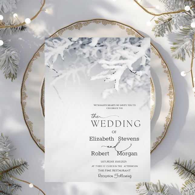 Convites Ramos de Neve de Inverno Casamento   (Criador carregado)