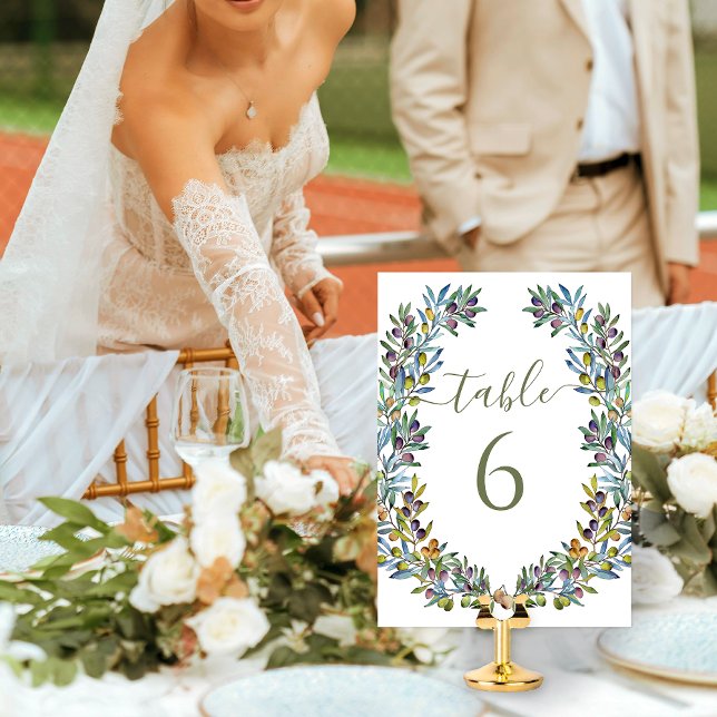 Convites Ramos de oliveira Rua de Boho Números da mesa de c (Criador carregado)