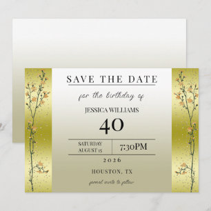 Convites Ramos de Outono, Confete Dourado Salvar a Data