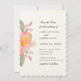 Convites Ramos de rosas em aquarela salvar a data