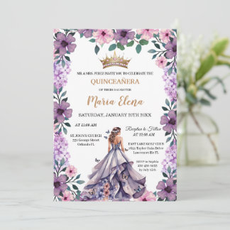 Convites Ramos Roxos e Borboletas: Quinceañera