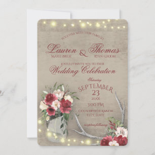 Convites Ramplers e String Luzes Russas Borgonha Floral I