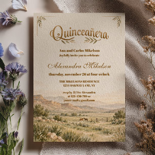 Convites Rancho de Cavalos Olive Ocidental Quinceañera