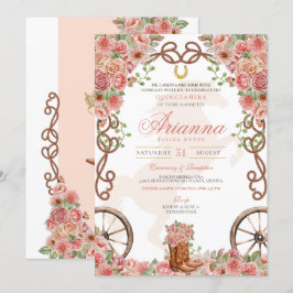 Convites Ranhura Charro Ocidental do País rosa Dourado Quin