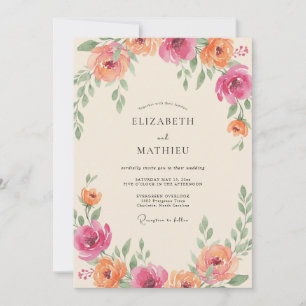 Convites Ranúnculo Coral Magenta Casamento Eucalipto Suave