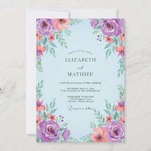 Convites Ranúnculo Coral Roxo Eucalipto Cinza Casamento