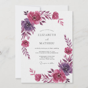 Convites Ranúnculo Roxo Eucalipto Casamento