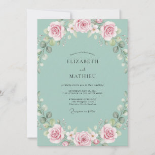 Convites Ranúnculo Seafoam Folhagem Eucalipto Casamento