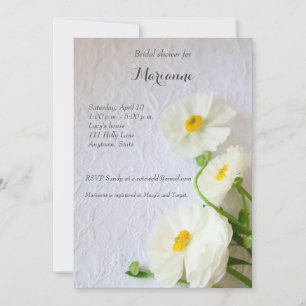 Convites Ranunculus branco no papel texturizado