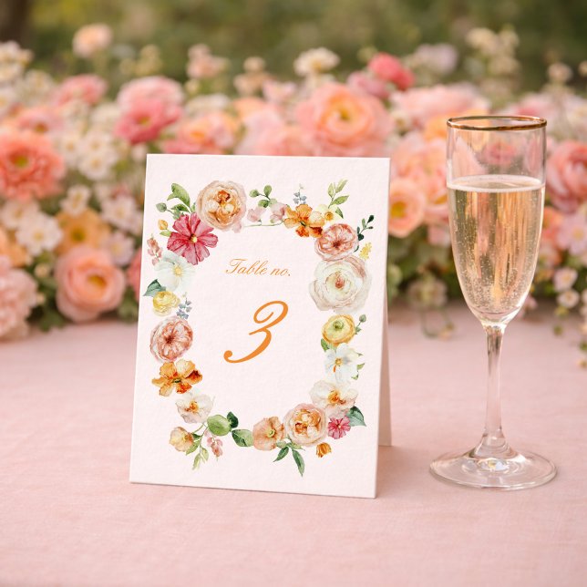 Convites Ranunculus Floral Wedding Table Numbers Cards (Criador carregado)