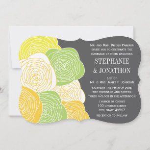 Convites Ranunculus Rosa Limão Amarelo Cinza Casamento Mode