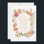Convites Ranunculus Summer Garden Wedding Invitation<br><div class="desc">Ranunculus summer garden wedding invitation featuring a romantic wreath of peach and cream watercolor flowers — perfect for the bride planning an elegant garden celebration. Inspired by chintz-inspired florals and timeless botanical stationery, this design captures the charm of an al fresco wedding. Style with soft calligraphy, botanical décor, and warm...</div>