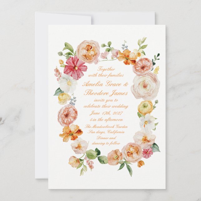 Convites Ranunculus Summer Garden Wedding Invitation (Frente)