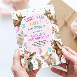 Convites Rapariga Animais da Fazenda Barnyard Festa de aniv