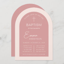 Rapariga Baptism Arch Rosa Moderno Script Dusty Ro