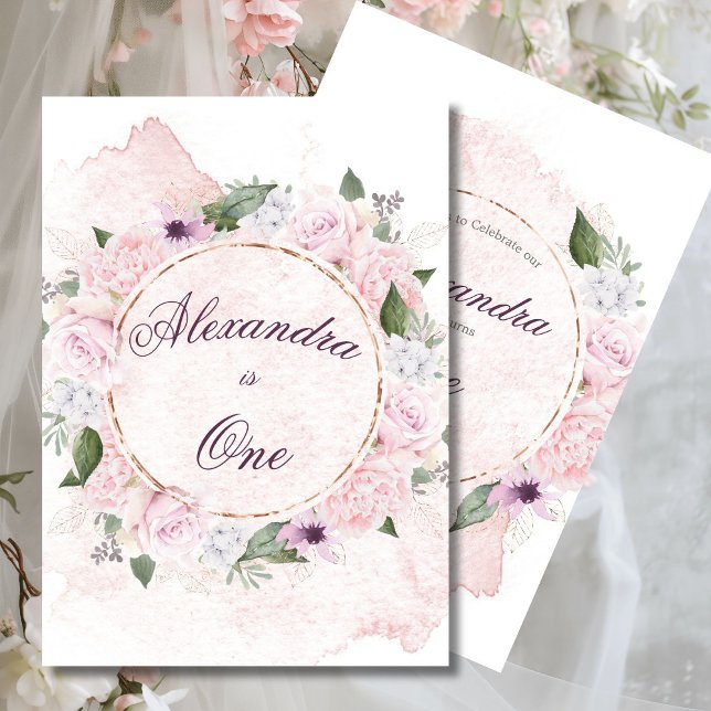 Convites Rapariga Bonito rosa  de aniversário (Criador carregado)