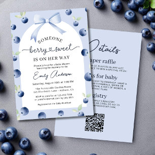 Convites Rapariga com um Chá de fraldas doce de Berry Blueb