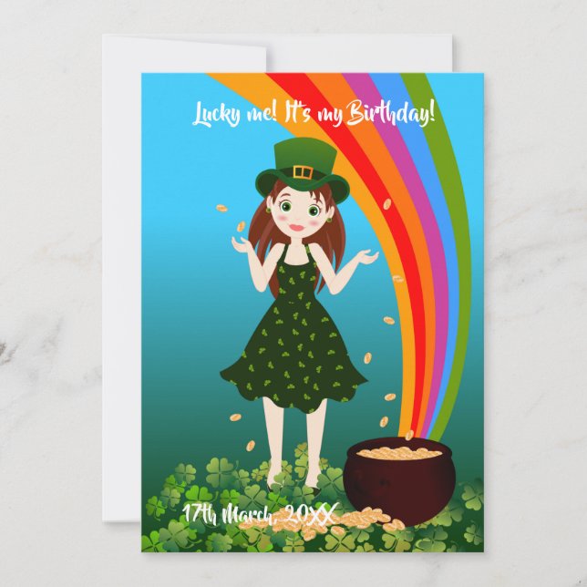 Convites Rapariga comemora seu aniversário no Saint Patrick (Frente)
