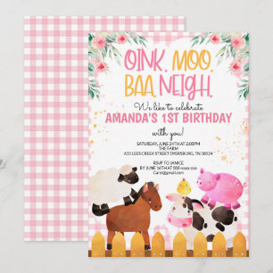 Convites Rapariga de Aniversário de Gingham