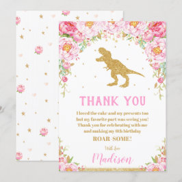 Convites Rapariga de aniversário do Dinossauro Floral T-Rex