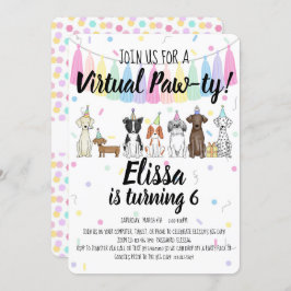 Convites Rapariga de Cachorro Virtual Puppy Pawthday