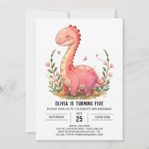 Convites Rapariga de Dinossauro Online, Rosa E Bonita, Aniv