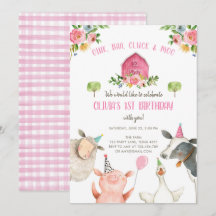 Rapariga de Fazenda Rosa Gingham Barnyard Aniversá