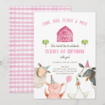 Rapariga de Fazenda Rosa Gingham Barnyard Aniversá