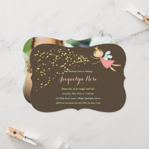 Convites Rapariga de Foto Princesa Fada Branca Branca Anive