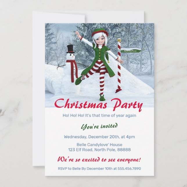 Convites Rapariga de Natal numa Floresta de inverno (Frente)