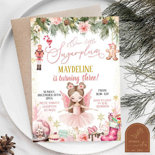 Convites Rapariga de Natal Pink Sugarplum Ballerina