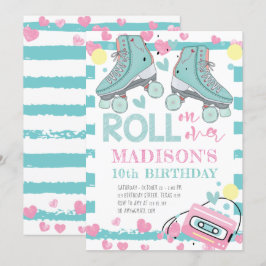 Convites Rapariga de Pé Cilindrada Aniversário Pastel Azul 