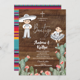 Convites Rapariga de Prata Mexicana Twin Bautizo