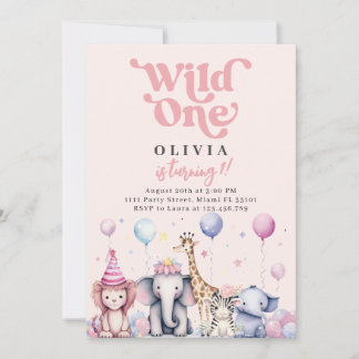 Convites Rapariga de Safari Selvagem Rosa Selvagem Selva