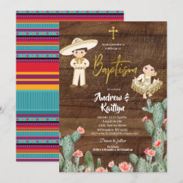 Convites Rapariga Dourada russa e mexicana Twin Bautizo