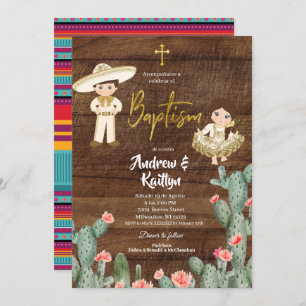 Convites Rapariga Dourada russa e mexicana Twin Bautizo