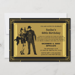 Convites Rapariga e gangster de arte deco de 20