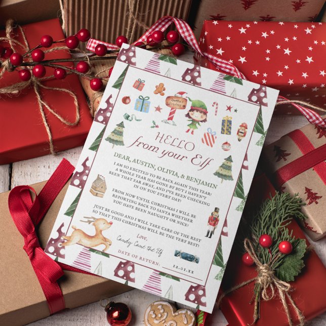 Convites Rapariga Elf | Kids Christmas Elf Hello Letter Car (Criador carregado)