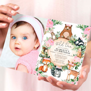 Convites Rapariga Floresta Floresta Rosa Floral Selvagem Ro