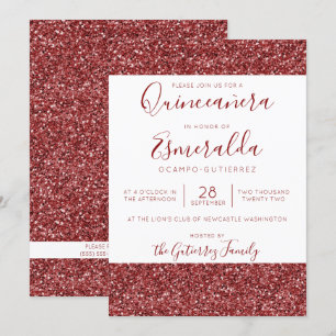 Convites Rapariga Glitter Brilhante Quinceanera