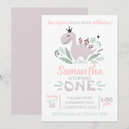 Convites Rapariga Primeiro Aniversário Aquarela Púrpura Din