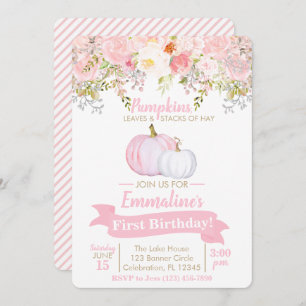 Convites Rapariga Pumpkin Floral Garden Aniversário