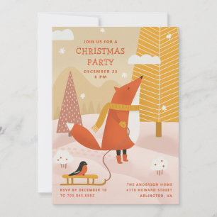 Convites Rapariga Raposa da Floresta   Festa de Natal na Fl