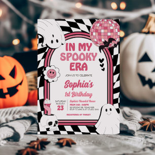 Convites Rapariga Retro Ghost Halloween Aniversário