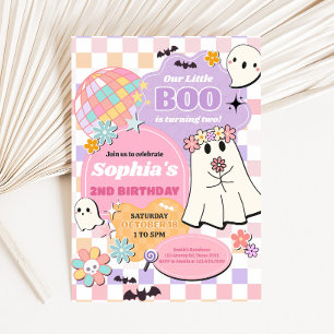 Convites Rapariga Retro Groovy Pequena Festa de aniversário