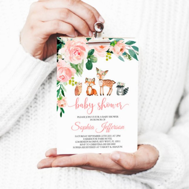 Convites Rapariga Rosa Rosa-Rosa Chá de fraldas (Criador carregado)